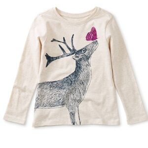 Tea collection winter deer graphic long sleeve tee